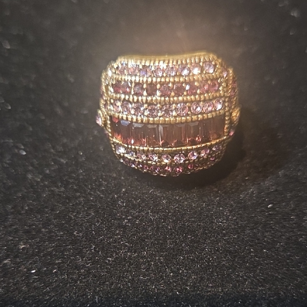 Heidi Daus Gold and Pink Crystal Ring